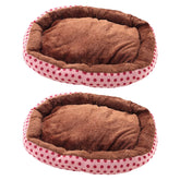 Kuber Industries Dog & Cat Bed|Soft Plush Top Pet Bed|Oxford Cloth Polyester Filling|Medium Washable Dog Bed|Circular Cat Bed with Rise-Edge Pillow|QY039PC-L|Pink & Coffee(Pack of 2)
